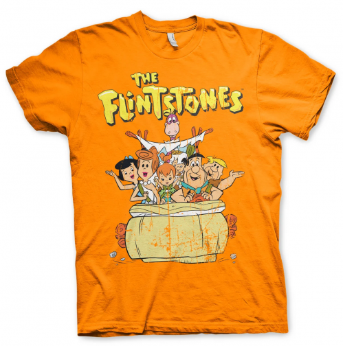 THE FLINTSTONES - T-Shirt Flintstones Family - Orange (S) Runns