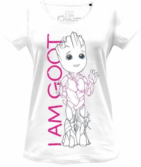 MARVEL - Baby Groot Line Med I Am Groot Text - T-Shirt Damer (S) Cotton Division