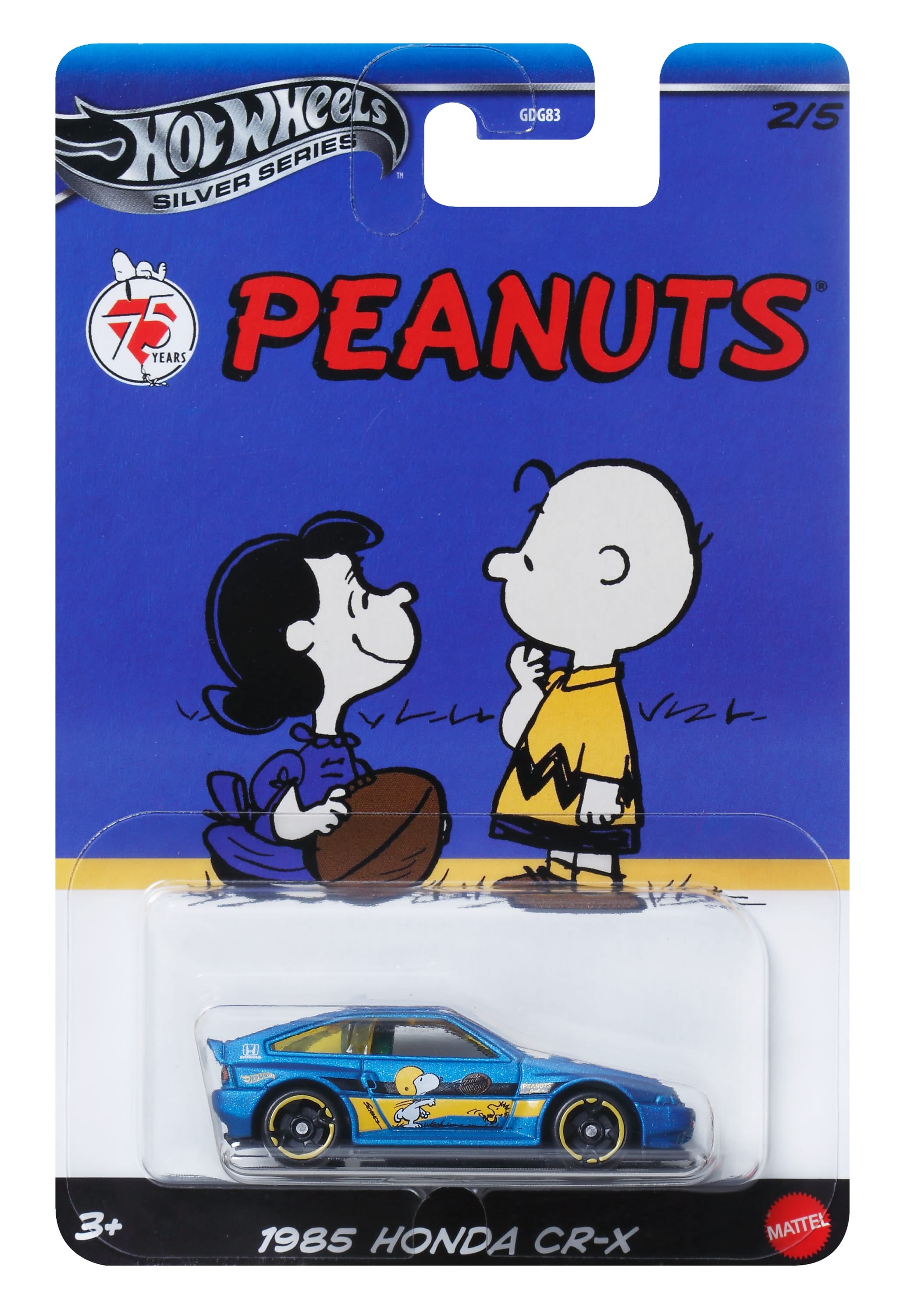 Mattel Hot Wheels: Silver Series Peanuts 75th - 1985 Honda CR-X Vehicle (JCB82) Mattel